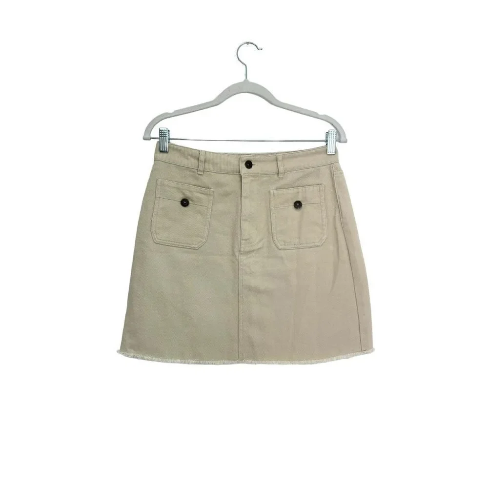 Miu Miu Denim Logo Embroidered Mini Skirt